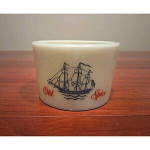 Shaving Mug Cup Vintage Old Spice Shulton 2.25 Milk Glass Clipper Ship Man Cave